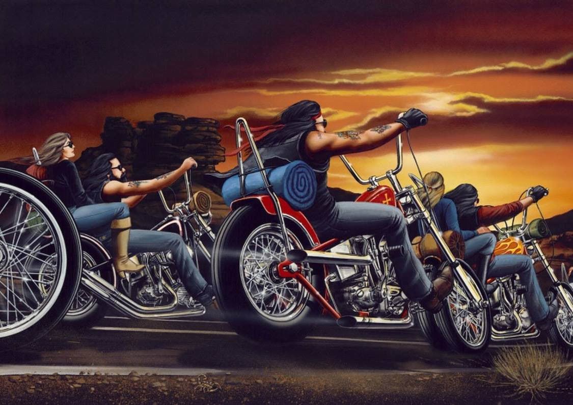 Ghost Rider David Mann Motorcycle Art Canvas Poster Print