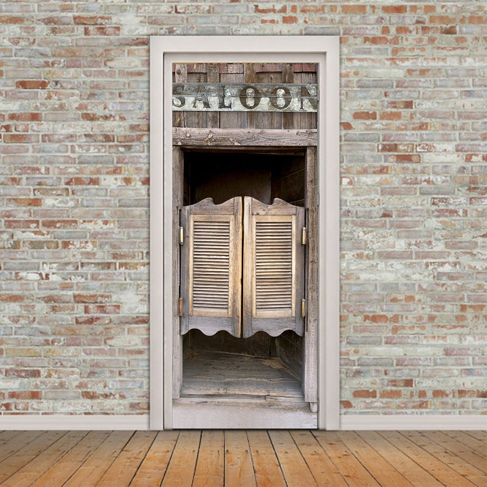 Saloon Hotel Door Pegatinas Vintage Poster 3d Muursticker Home Decor Living Room Doors Refurbished Self Adhesive Decoration Canada 2019 From