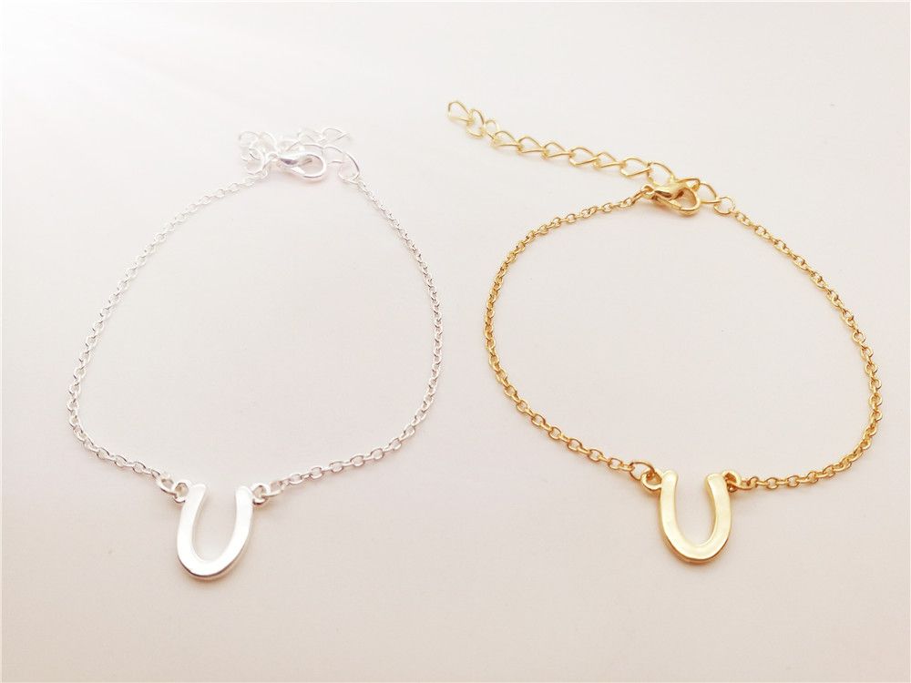 Small English Alphabet Word Chain Bracelet U Shaped Letter Like