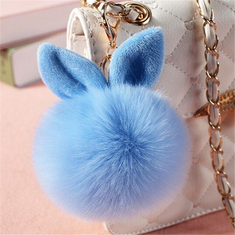 Pele sintética Orelha De Coelho Pompom Bola Bolsa Pingente Carro Chaveiro Chaveiro Pele sintética Orelha De Coelho Pompom Bola Bolsa Pingente Carro Chaveiro Chaveiro