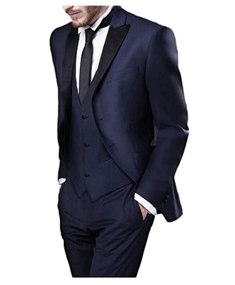 Acquista Elegante Abito Da Sposa Blu Scuro Con Risvolto A Punta 4