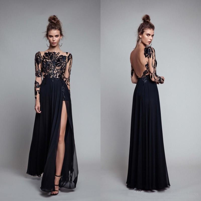 long sleeve black tie event dresses