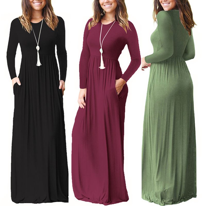 long sleeve maxi dress with pockets