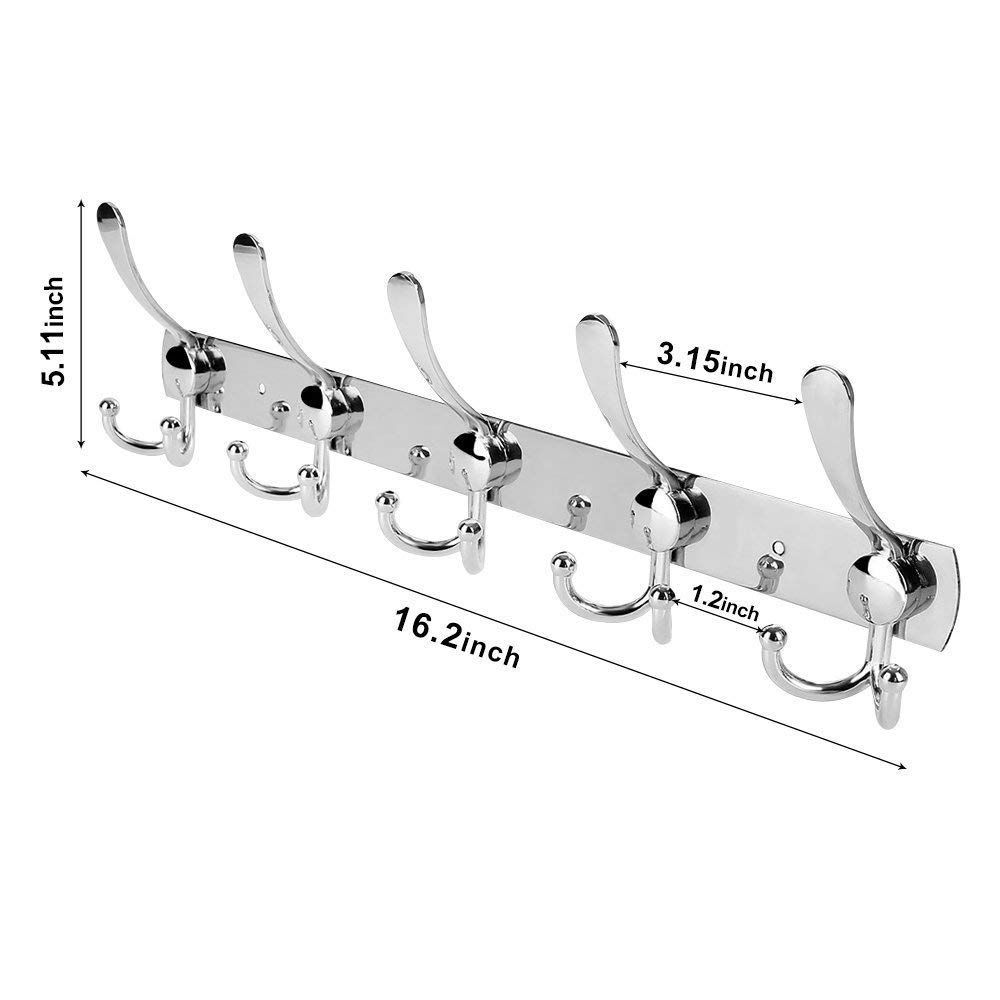 2019 Wall Mount Coat Hook 2 Pack 15 Hooks Stainless Steel Hangers Rack Robe Hat Clothes From Cocoslytrade