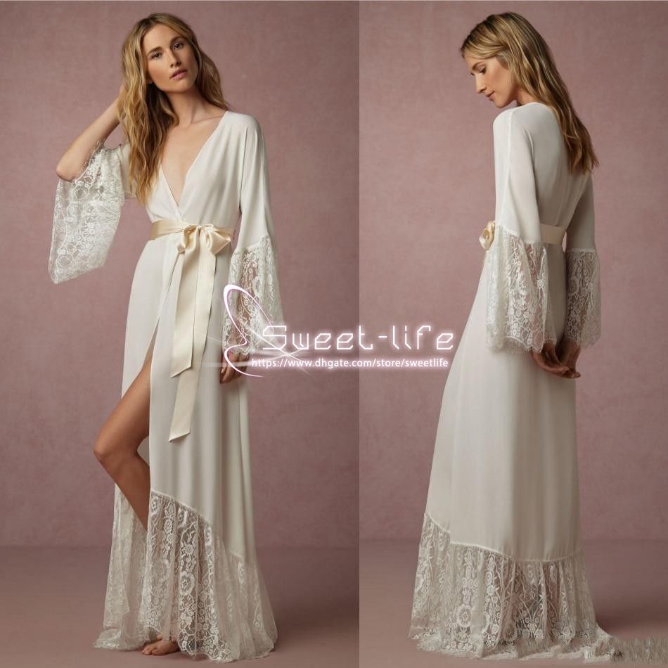 2020 Cheap 2020 Elegant Long Sleeves Bridesmaid Bride Robes