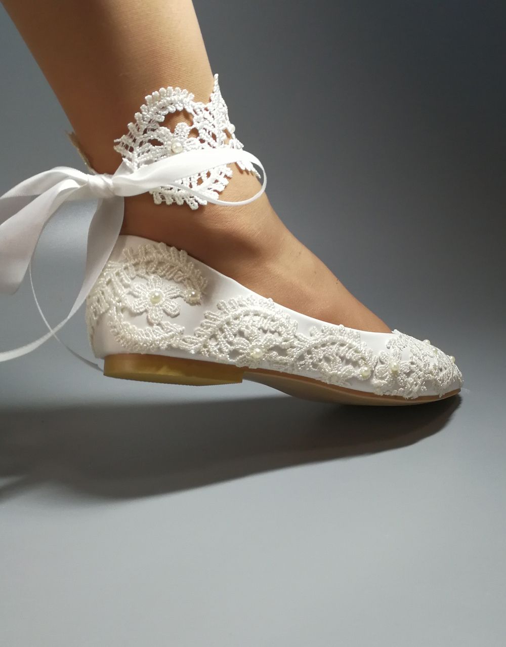 white satin flat shoes