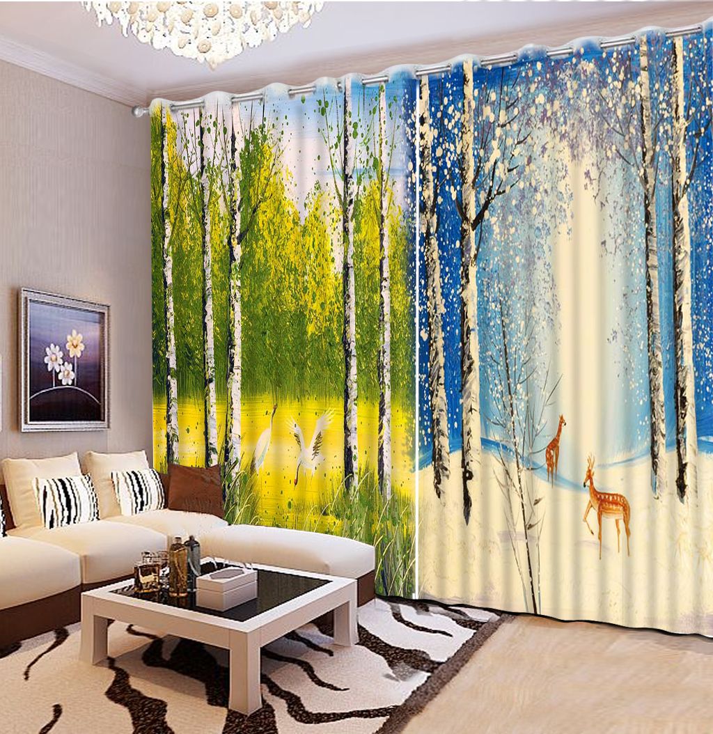 2019 Custom Luxury Living Room Curtains Modern Autumn Scenery