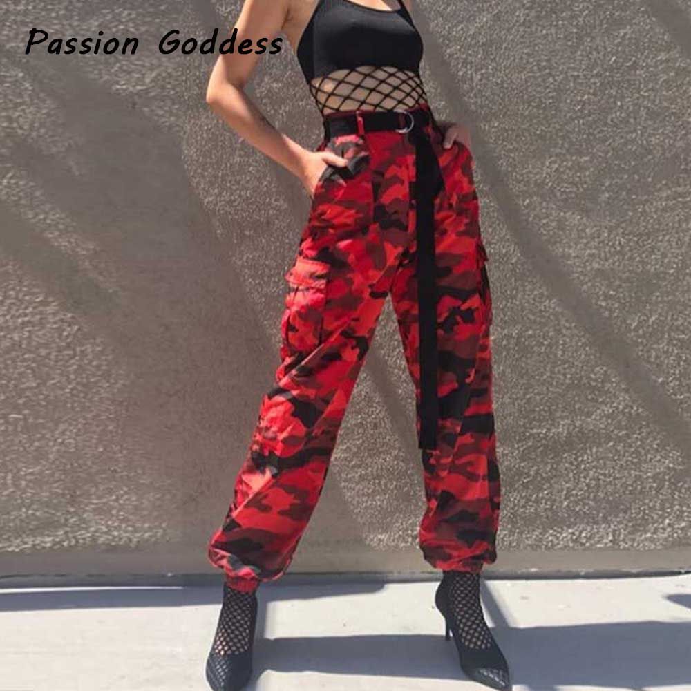 Wholesale Stylish And Cheap Gender European Fashion Women Red Camo Cargo  Pants HipHop Dance Red Camouflage Trousers Femme Jean Trousers Pantalon  Mujer | DHgate.Com