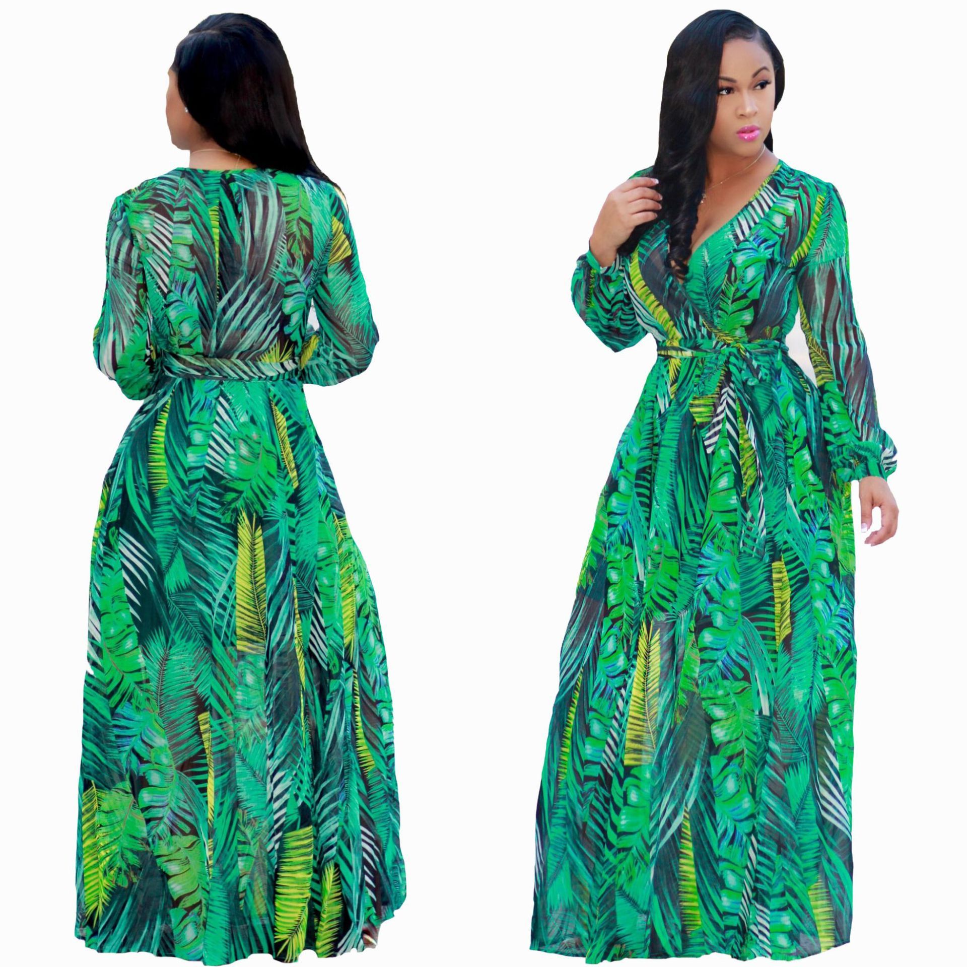 plus size chiffon maxi dress with sleeves