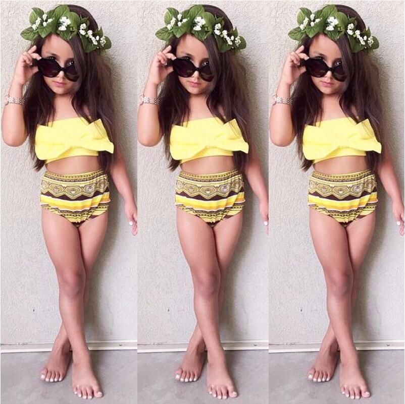 Baby Girls Bikini Set Swimwear Swimsuit Bathing 2Pcs Top+Shorts Pants Swimmable Costumes Beachwear 2T-3T