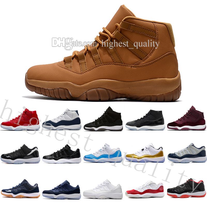 Cheap NEW 11 Mens Basketball Shoes Sneakers Women Bred Space Jam Gym Red Heiress Velvet Relo 11s