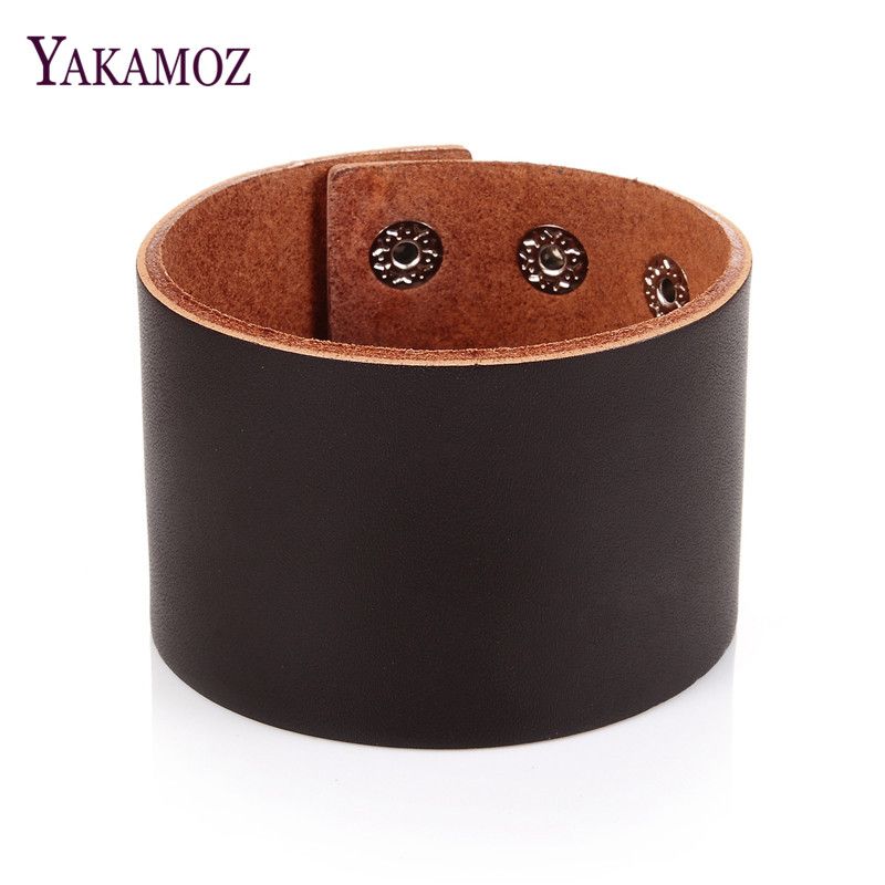 BRAND NEW 100/% Real Deluxe Leather 2/" wide Stitched wristband Cuff O//S