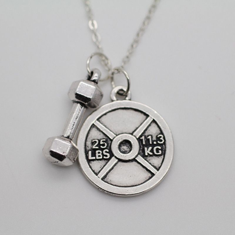 Haltère Barbell Poids Charme Chaîne Collier Fitness Haltérophilie Gym Crossfit