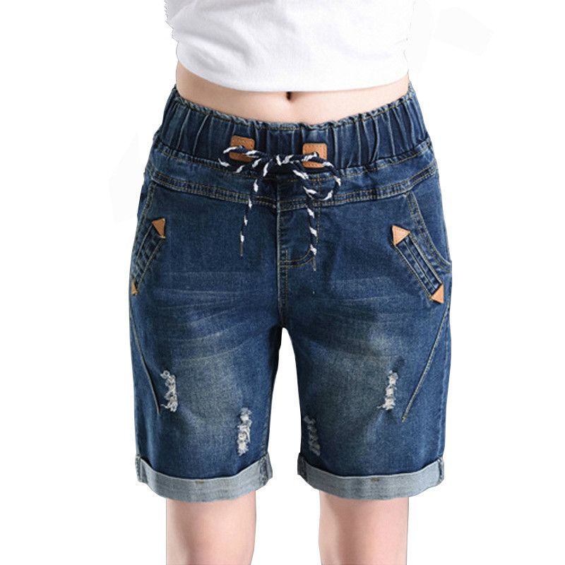 elastic waist denim shorts womens