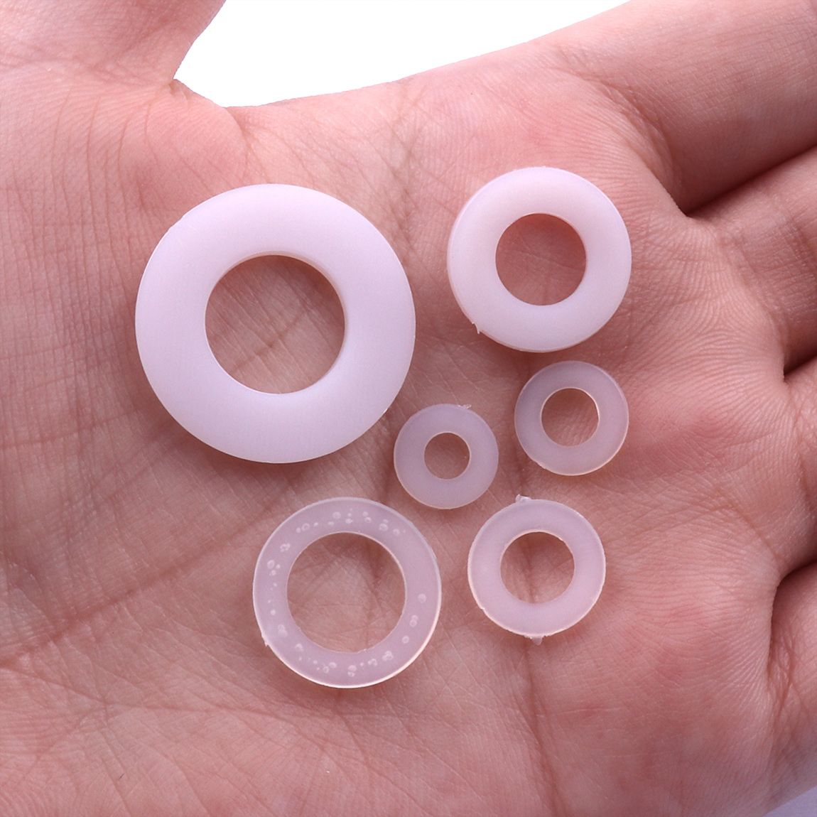 M3 M4 M5 M6 M8 M10 M12 Nylon Rondelle in Plastica Bianco Piatto Forma un
