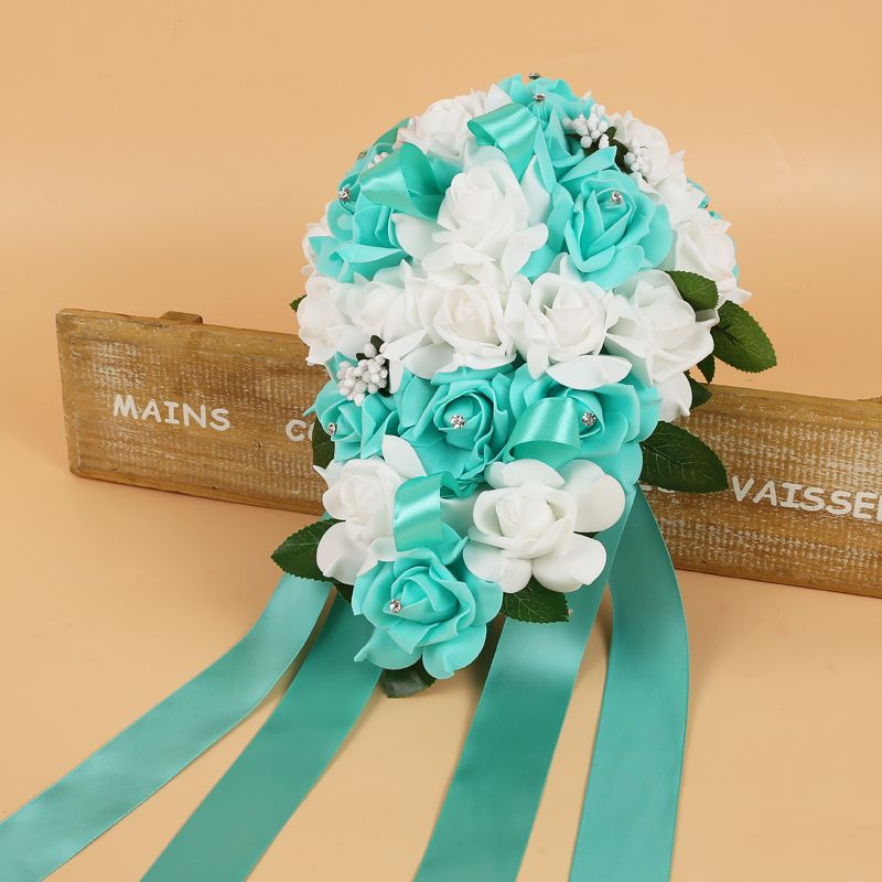 Beautiful White And Turquoise Wedding Bridal Bouquets With Handmade Flowers Wedding Supplies Bride Holding Brooch Bouquet Cpa1575 From Bestdeals 14 23 Dhgate Com