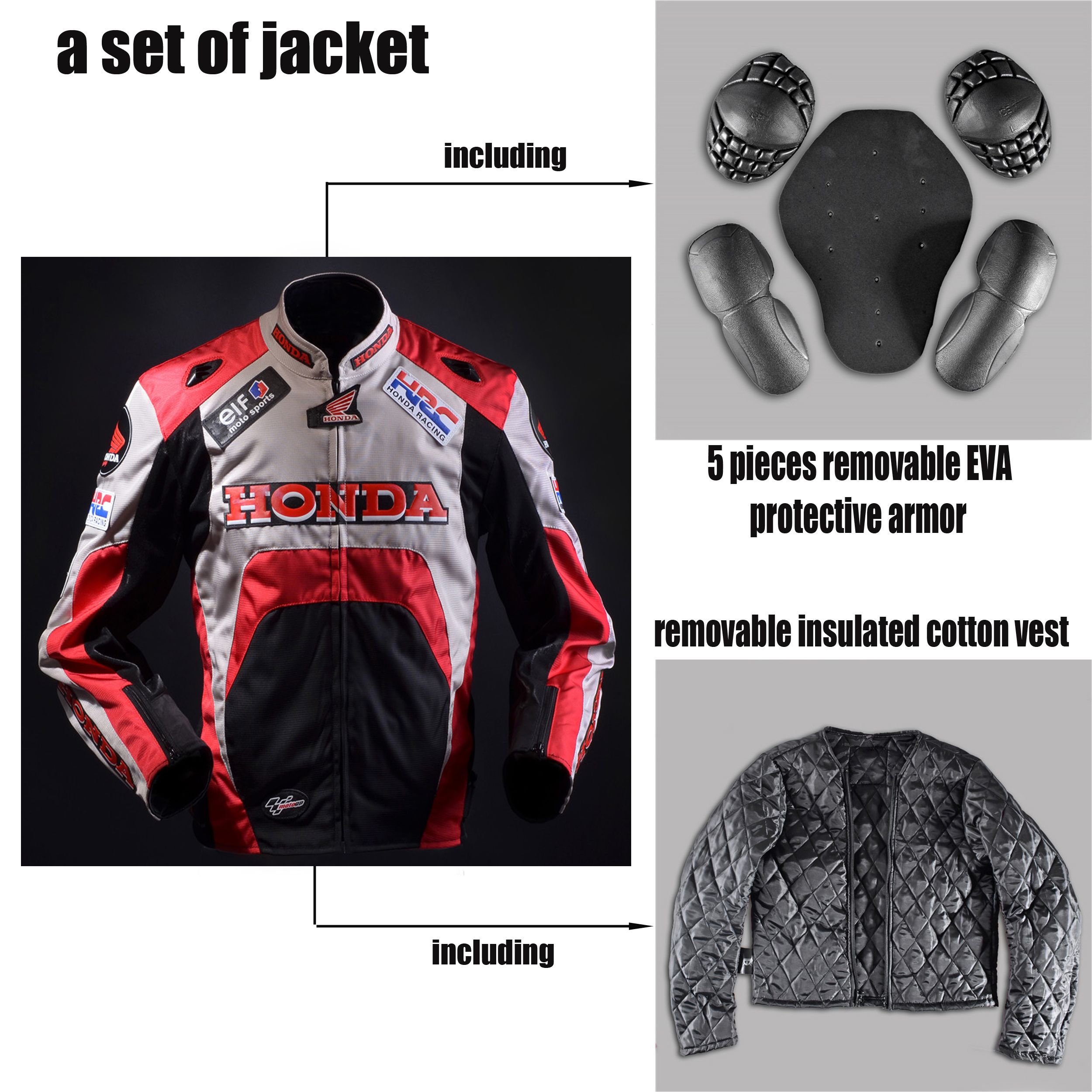 2020 Racing Off Road Motorcycle Jacket With 5 Protective Gears