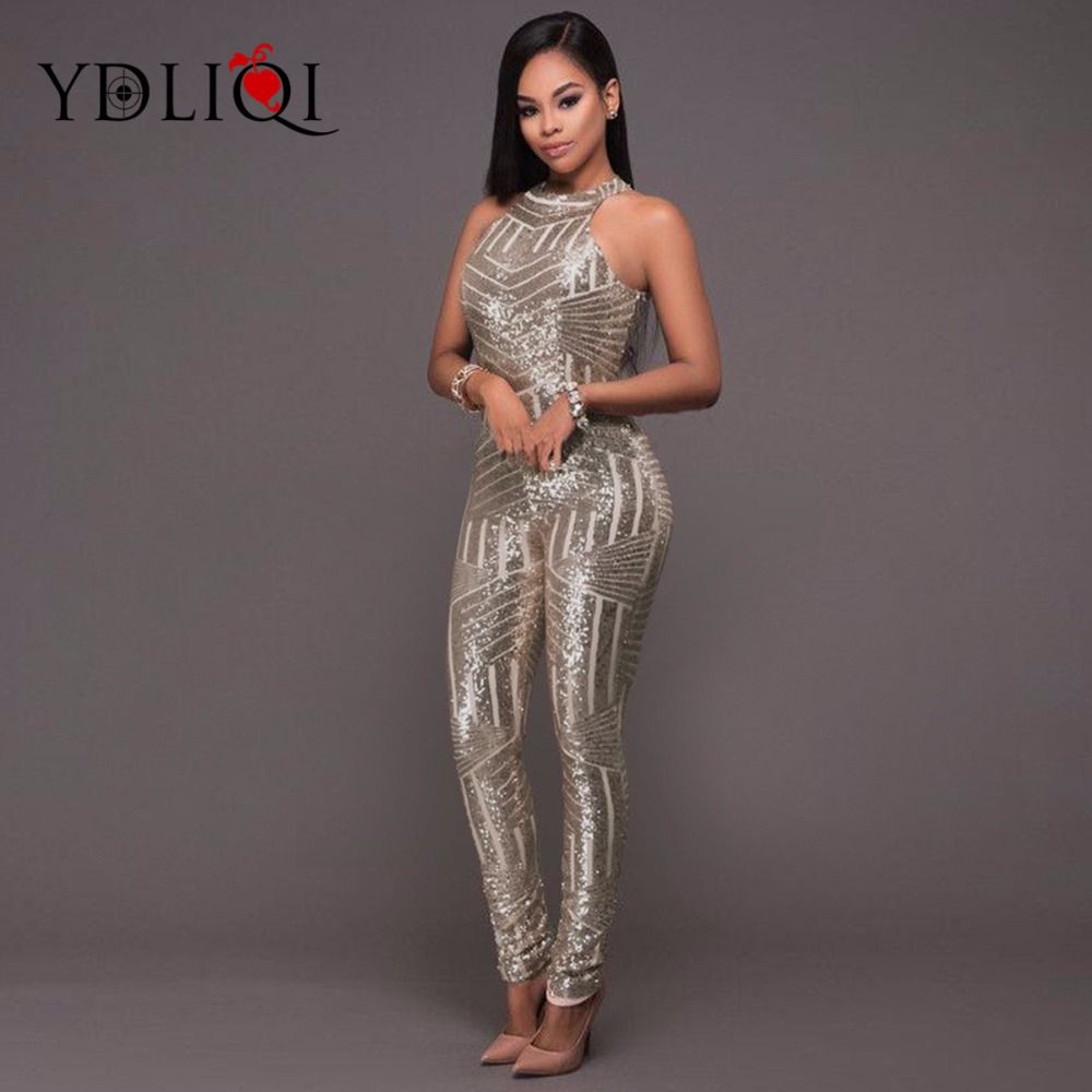 silver halter jumpsuit