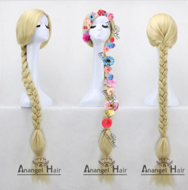 Movie Tangled Princess Rapunzel Wig for Cosplay Long Blonde Braid Synthetic Hair Movie Tangled Princess Rapunzel Wig for Cosplay Long Blonde Braid Synthetic Hair