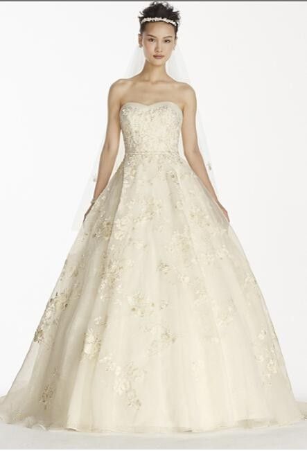 oleg cassini beaded lace wedding dress