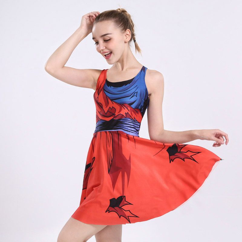 Niñas Vestidos de verano Dragon Ball Z Son Goku Vegeta Piccolo 3D Imprimir Reversible sin mangas Niñas Vestidos de verano Dragon Ball Z Son Goku Vegeta Piccolo 3D Imprimir Reversible sin mangas