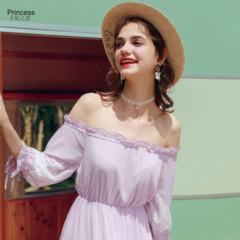 Shoulder Length Dress Dress 2018 New Korean Version Waist First