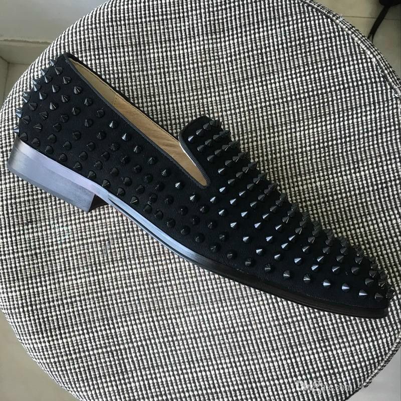 New Mens Spiked Black Suede Dress Shoes 
