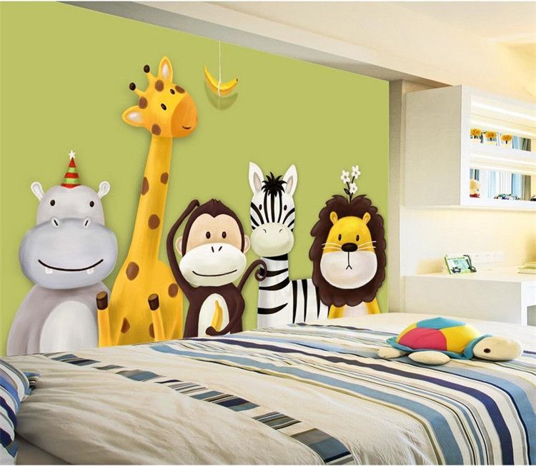 Custom Mural Wallpaper Childrens Room Bedroom Cartoon Theme