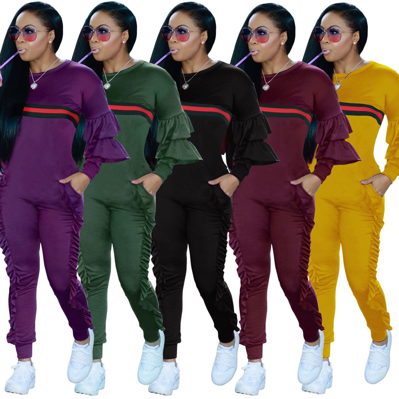 ruffle tracksuit womens