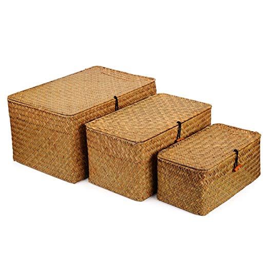 rectangular storage basket with lid