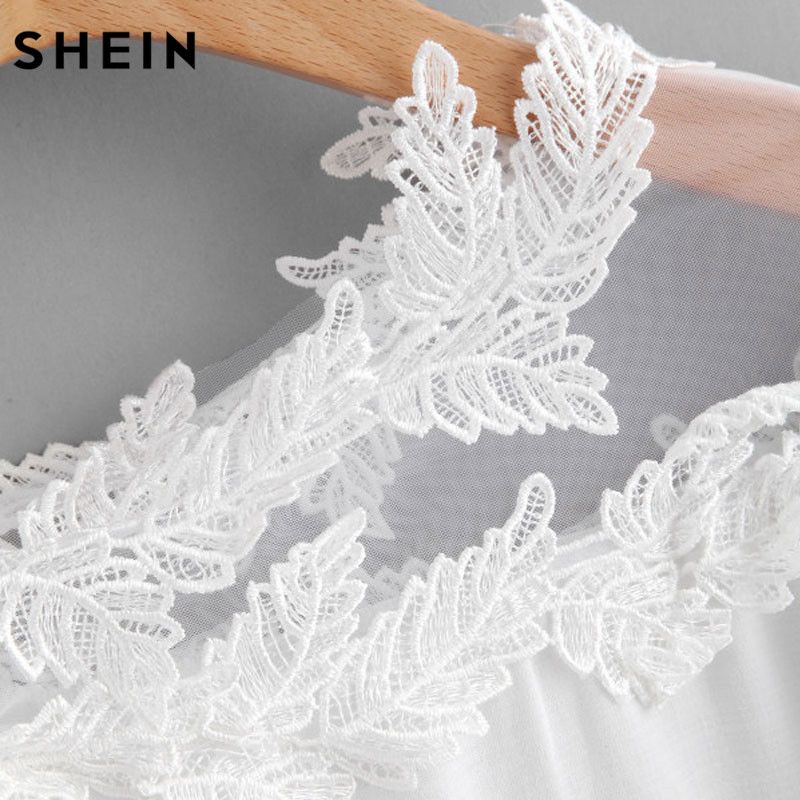 Compra SHEIN Blusa De Encaje Blusa Blanca Camisa Elegante De Otoño Panel De  Malla De Mujer Apliques De Ganchillo Hombro Frío Asimétrico Barato |  Entrega Rápida Y Calidad | Es.Dhgate