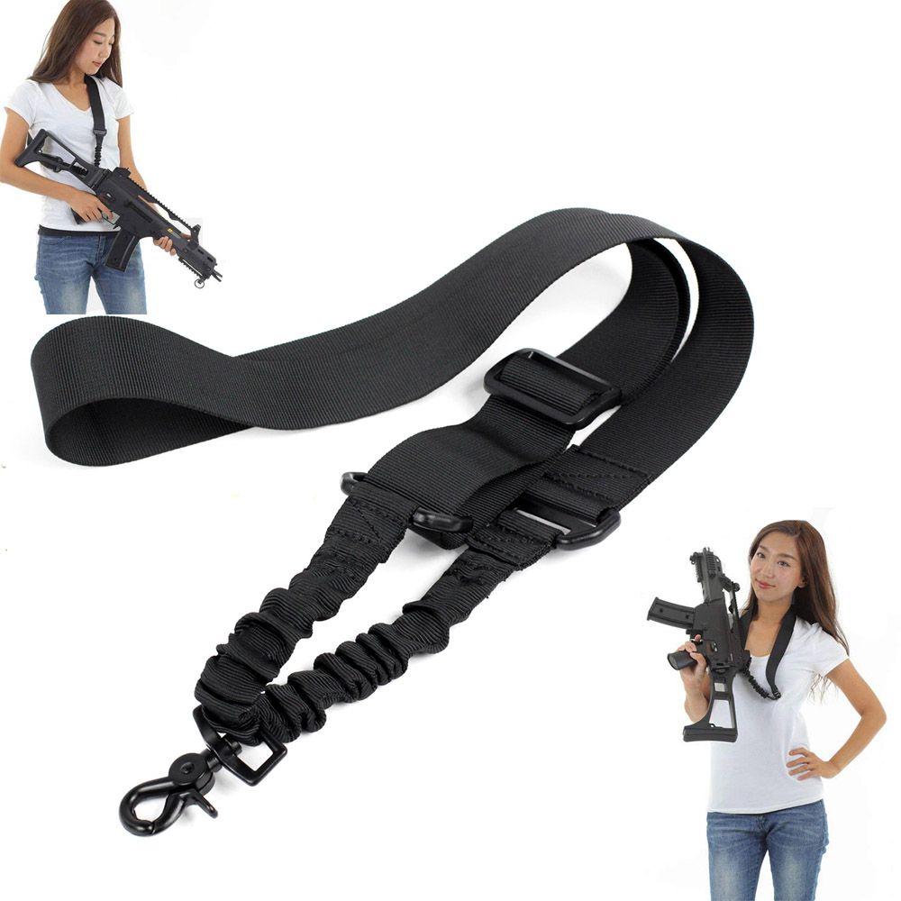 Adjustable Nylon Bungee Rifle Airsoft Tactical Sling 3 Point Single 