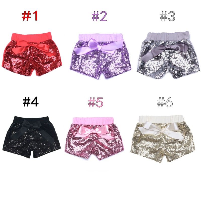Lentejuelas para niñas Pantalones Bebé Chicas de verano Pantalones cortos para Bowknot