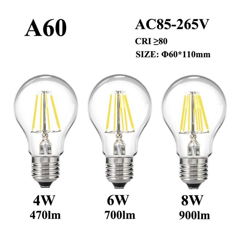 Vintage LED Edison Bulb E27 4W 6W 8W LED Filament Light Retro Lamps 110V 220V
