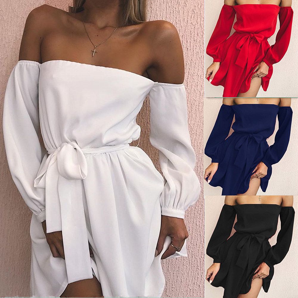 off the shoulder wrap mini dress