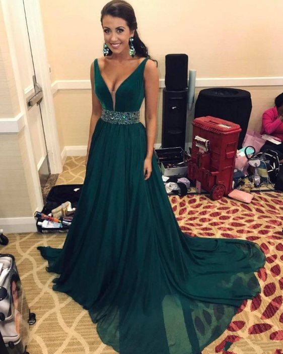 emerald green and silver dress