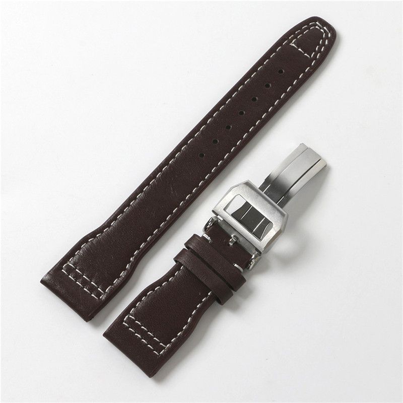 22mm brown white leather 1 silver buckle