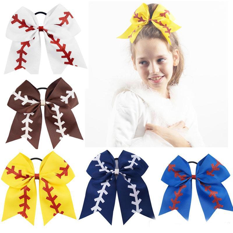 7 Inch Large Softball Team Baseball Cheer Bows Handmade Yellow