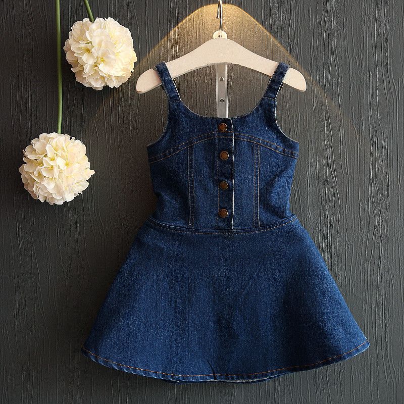 Spring Summer Children Girls Sleeveless Denim Dress Overalls Designer Kids Girl Jean Button Strap High Quality Kids Clothes Spring Summer Children Girls Sleeveless Denim Dress Overalls Designer Kids Girl Jean Button Strap High Quality Kids Clothes