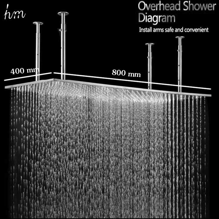 2020 400x800 Big Rain Shower Head Ceiling Mounted Waterfall Shower