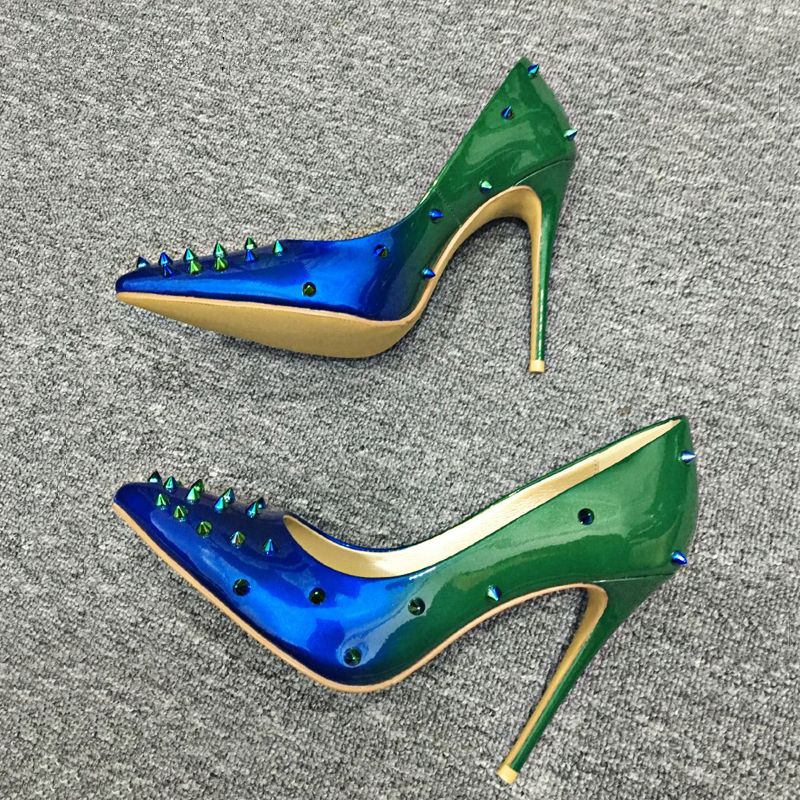 blue and green heels