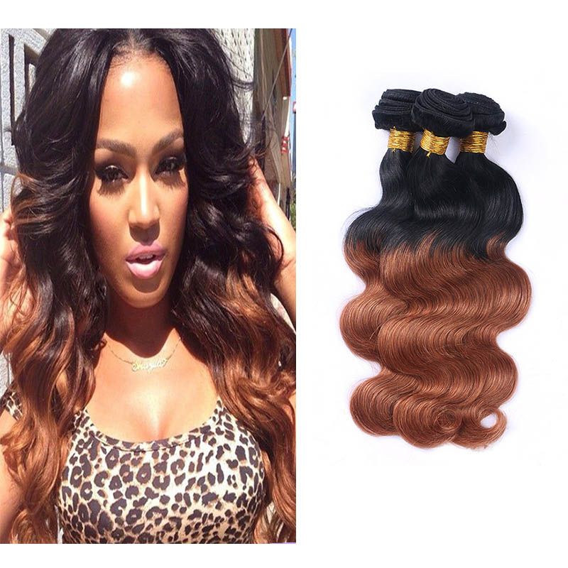 Colored Virgin Hair 3 Bundles 1b 30 Auburn Ombre Hair Long Body