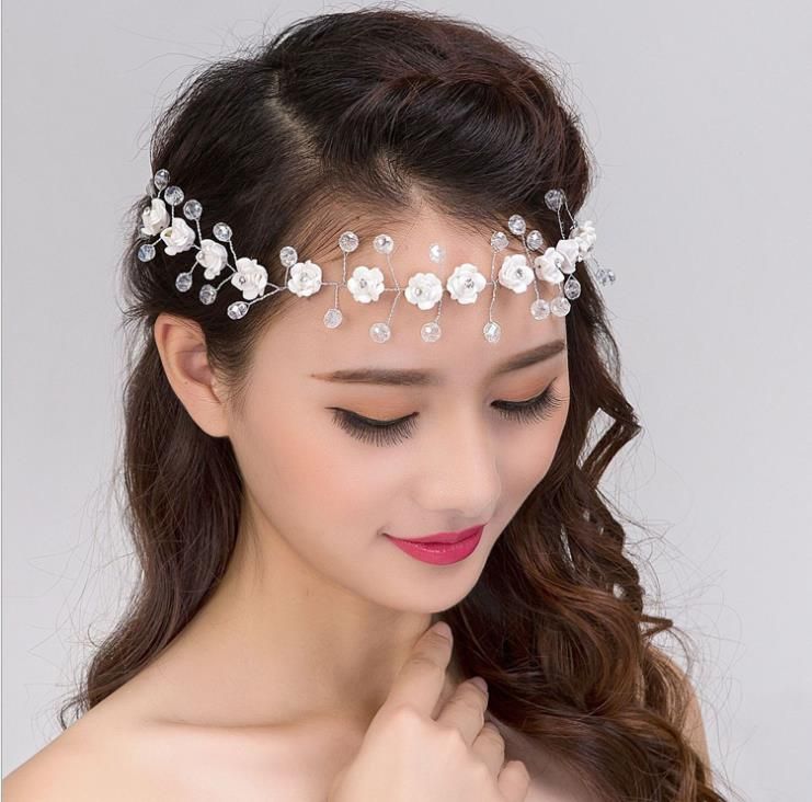 2020 Bridal Soft Clay Rose Soft Chain Headdress Crystal Forehead