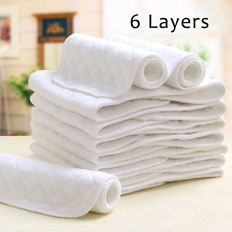 5pcs Insert de Couche Lavable en Cotton pour Ete Blanc
