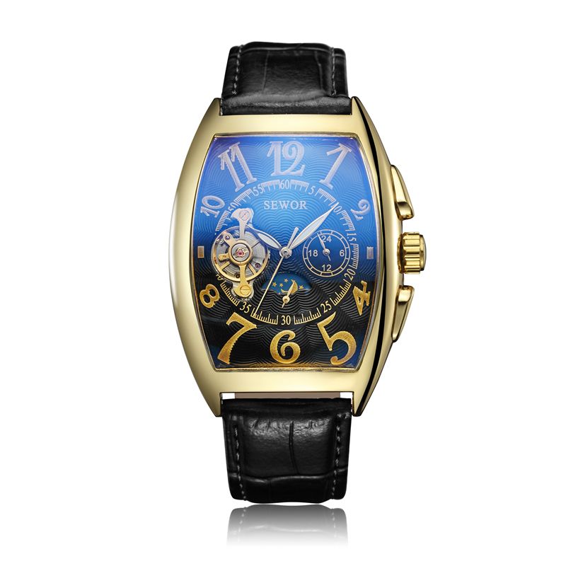 Acquistare SEWOR Orologio Da Uomo Con Cinturino In Pelle Con Movimento  Meccanico A Scheletro Orologio Con Cinturino In Pelle, Orologi Automatici  Lunari SWQ44 577 Economico | Consegna Veloce E Qualità | It.Dhgate