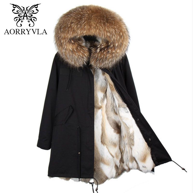 AORRYVLA 2017 NOUVEAU Hiver Femme Véritable Fourrure De Parkas Grand  Collier De Fourrure De Raton Laveur À Capuchon À Capuchon À Longs Manteau  Long Du 341,68 € | DHgate