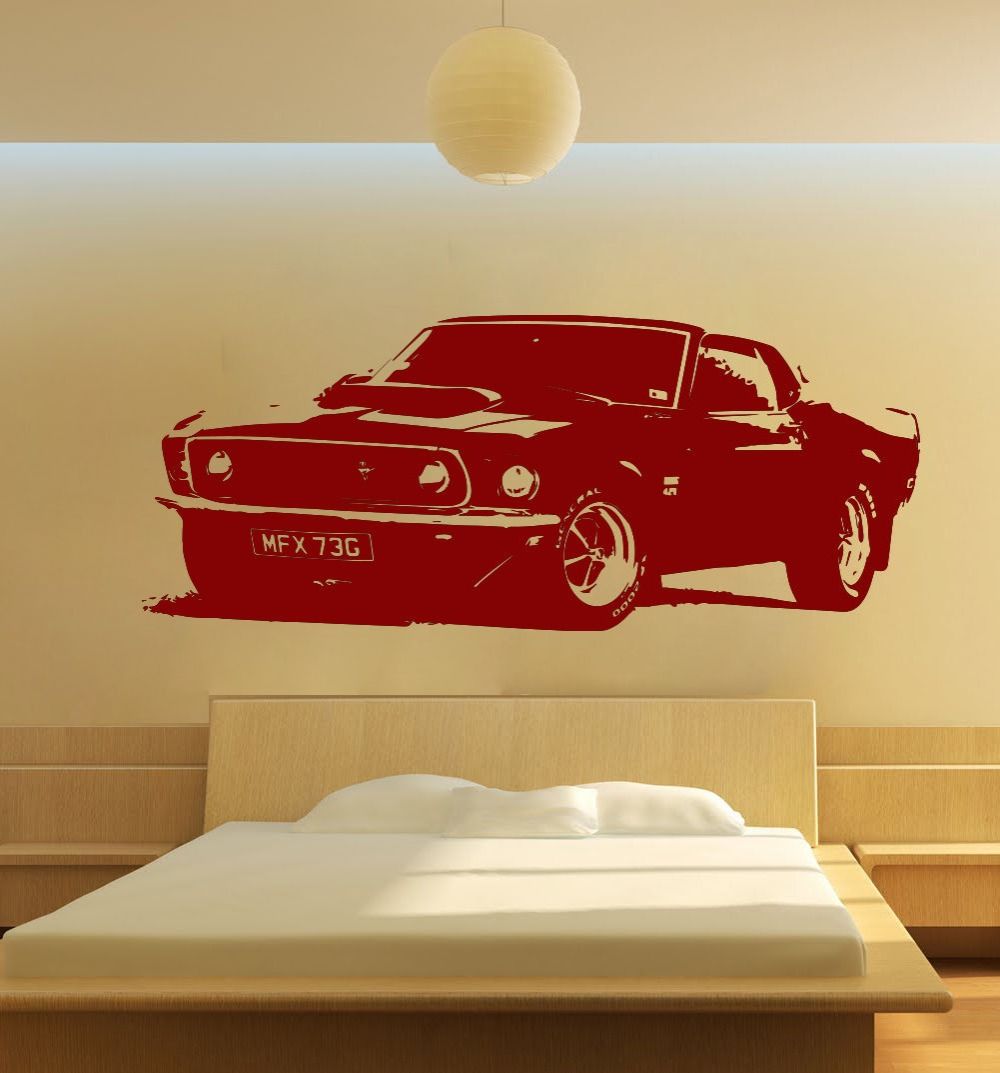 Removable Vintage Xl Large Car Ford Mustang 1969 Wall Art Decal