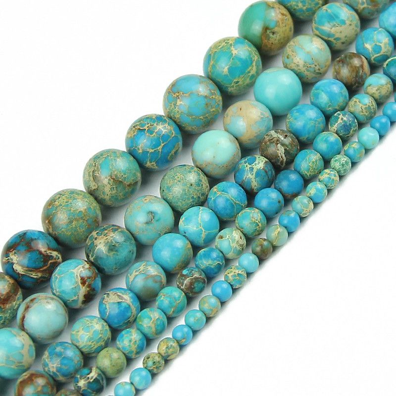 8mm Blue Imperial Pine Kallaite Natural Stone Round Loose Beads Ball  4/6/8/10/12MM Jewelry Bracelet Accessories Making DIY From Fengzhu1688,  $15.28