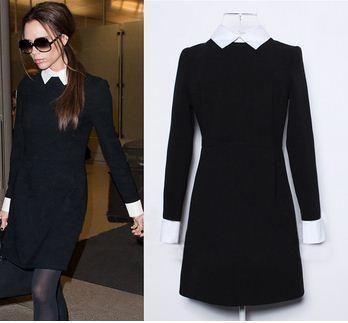 satin al uzun kollu elbise ile kis moda kadinlar ofis siyah elbise beyaz yakali casual slim vestido vintage elbiseler marka vestidos arti boyutu tl111 6 tr dhgate com