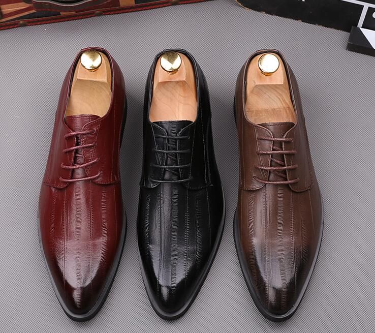 Mens Patent Leather Pointed Toe New Lace Up High Heel Oxford Shoes Size 38-44